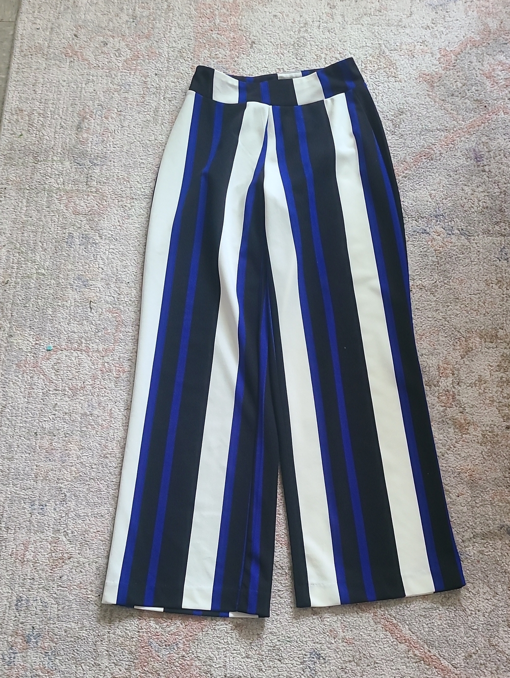 Harve Benard High-Waist Wide-Leg Striped Pants - Blue, Black & White